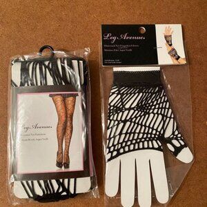Halloween Net Costume Gloves and Pantyhose